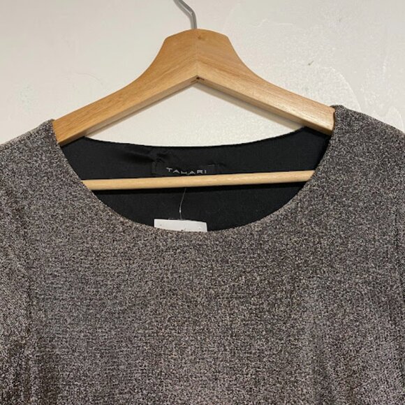 Tahari Metallic Bronze Long-sleeve Women's Ruched Mini Dress Size S NWT - Picture 4 of 12